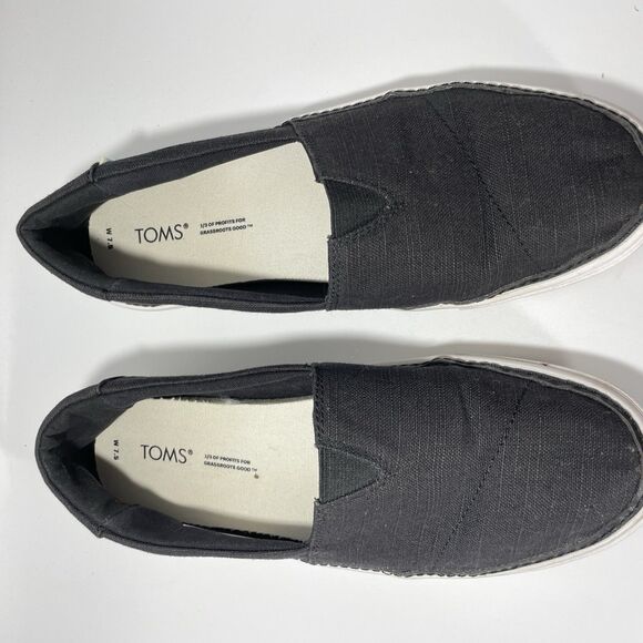 TOMS Parker Womens Platform Slip On Sneaker Flat Sz 7.5 Black - Picture 5 of 8